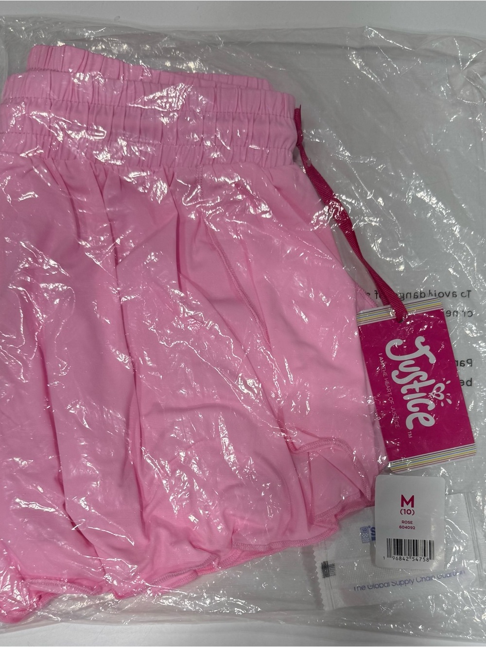 Justice Rose/Pink Girls' Active Shorts with Drawstring - Picture 4 of 6